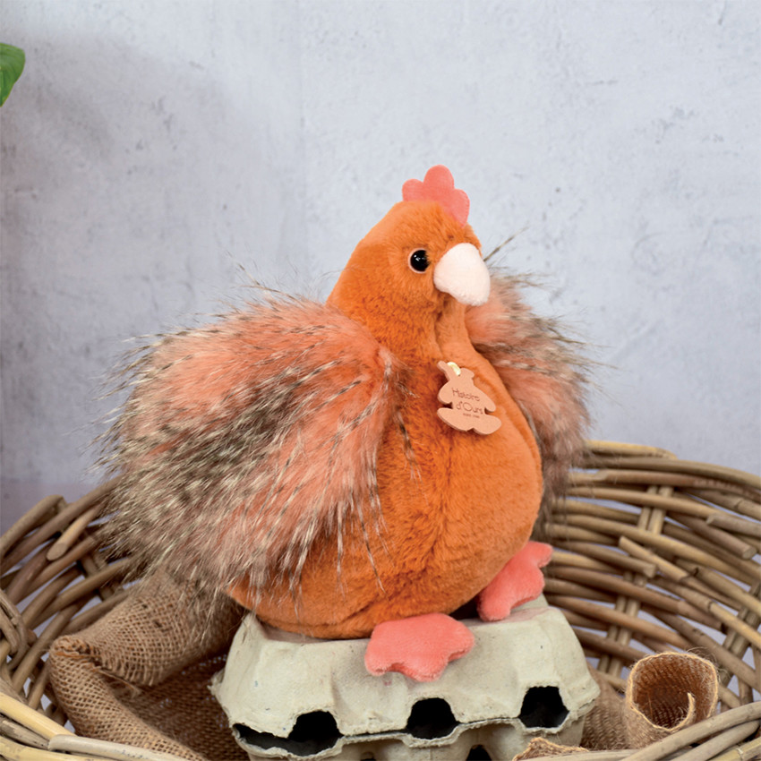 Knuffel Kip Les Poulettes 20CM Oranje 