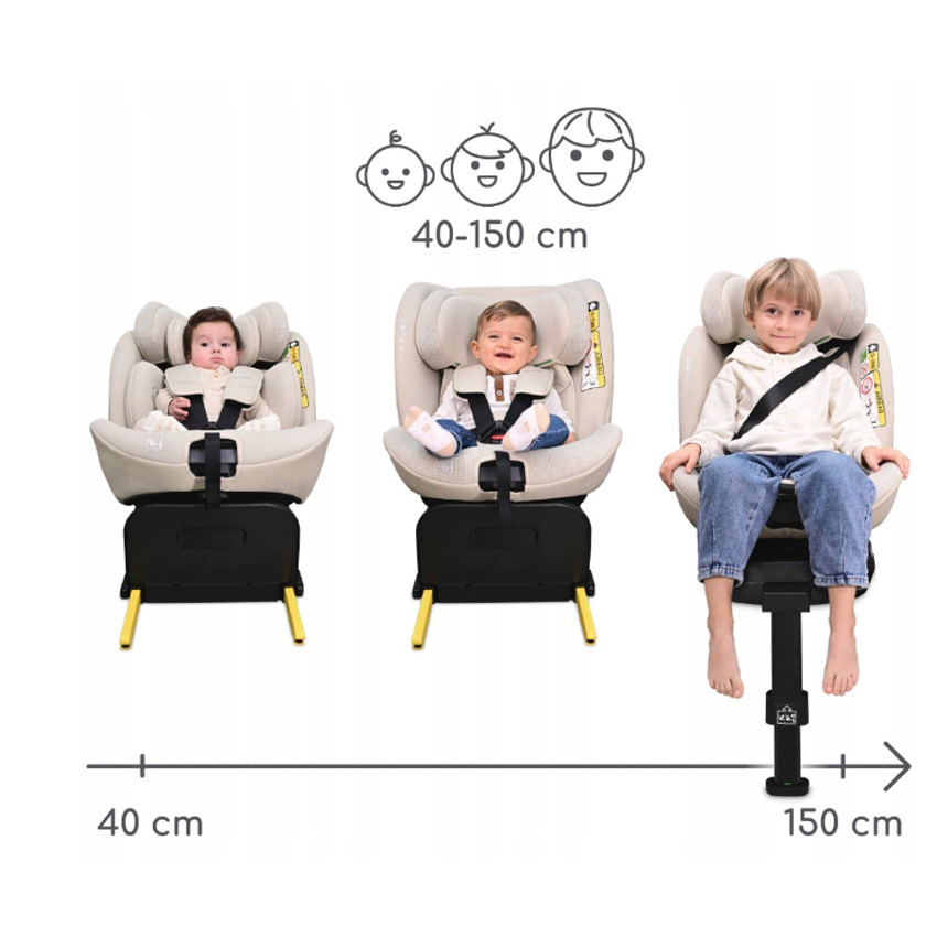 Siège-auto Solaris i-Size pivotant 40-150 cm + Jambe de force 360 Noir 