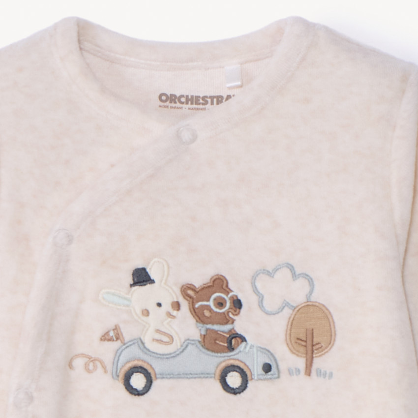 Velours romper met auto-patch voor jongens 