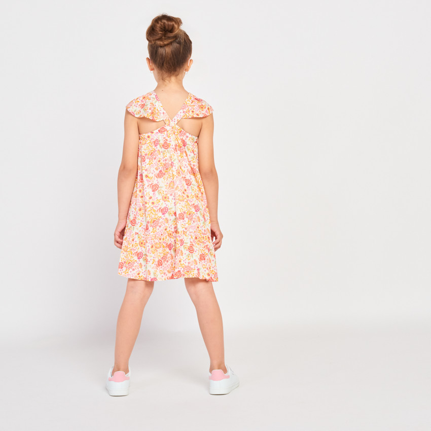 Fantasiejurk van voile met kreukel-effect, met bloemenprint voor meisjes 