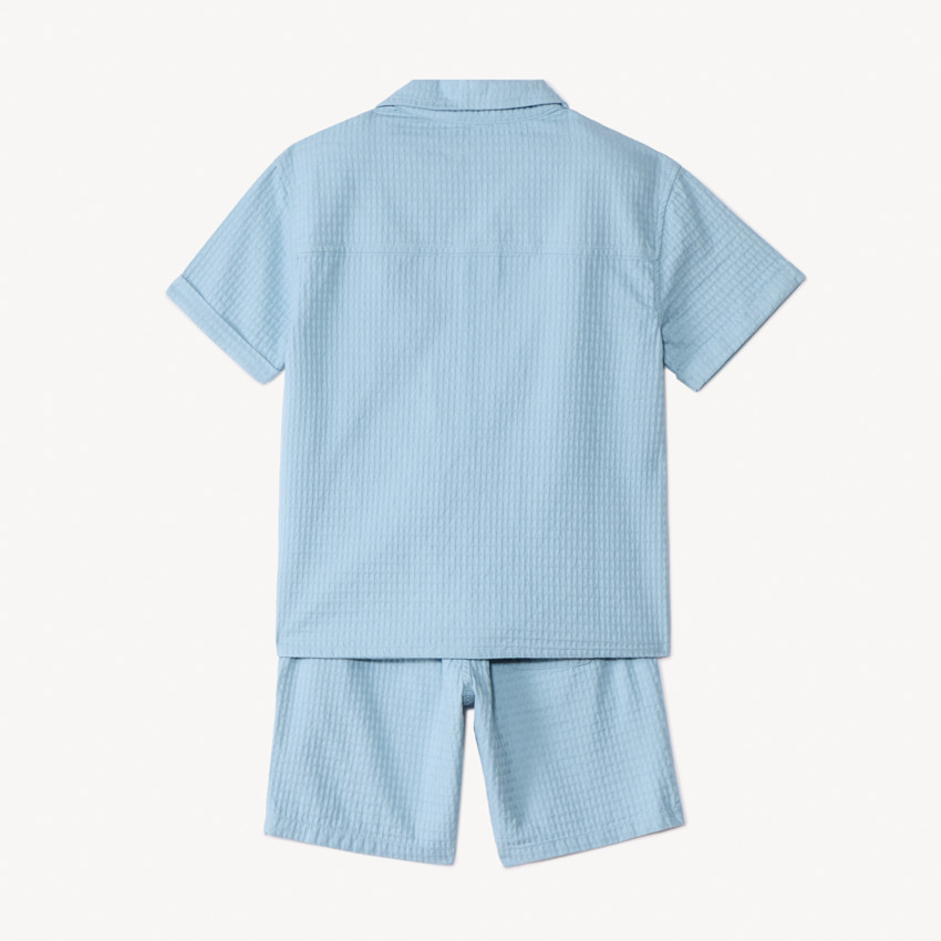 Ensemble 2 pièces en toile fantaisie unie pour garçon 