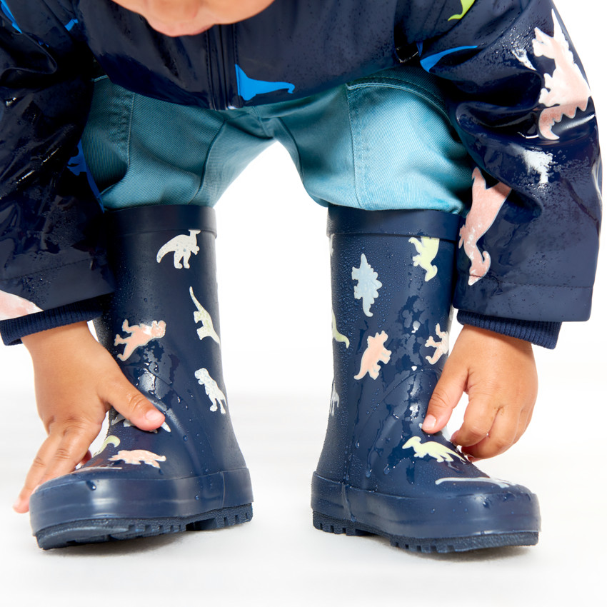Bottes de pluie à couleur changeante imprimé dinos pour garçon 