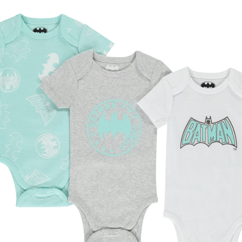 Set van 3 korte mouwen Batman Warner bodies voor baby jongen 