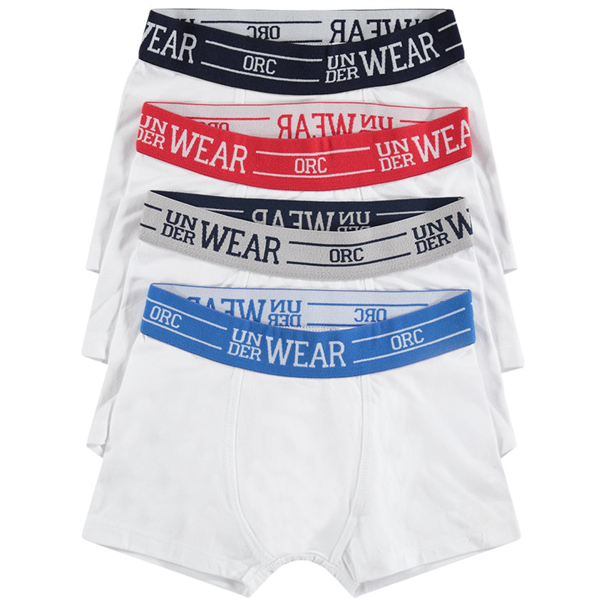 Set met 4 boxershorten met contrasterende taille en opschrift van jacquard 