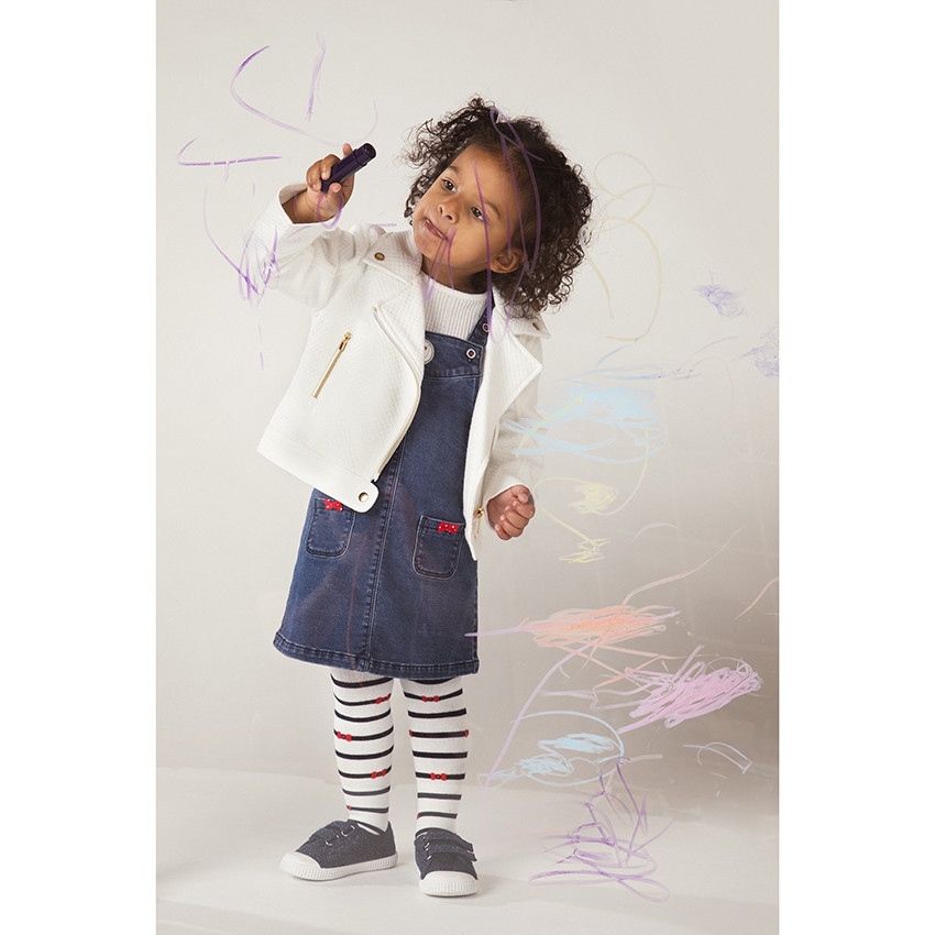 Petite Robe Débardeur En Denim Pour Bébé Fille 12 Mois - Alphabet Création - Noir Brodé