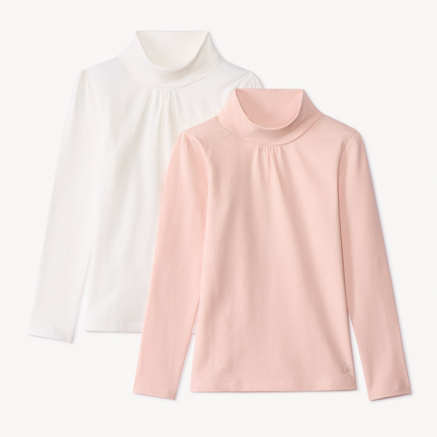 Lot de 2 sous-pulls unis à col roulé pour fille 