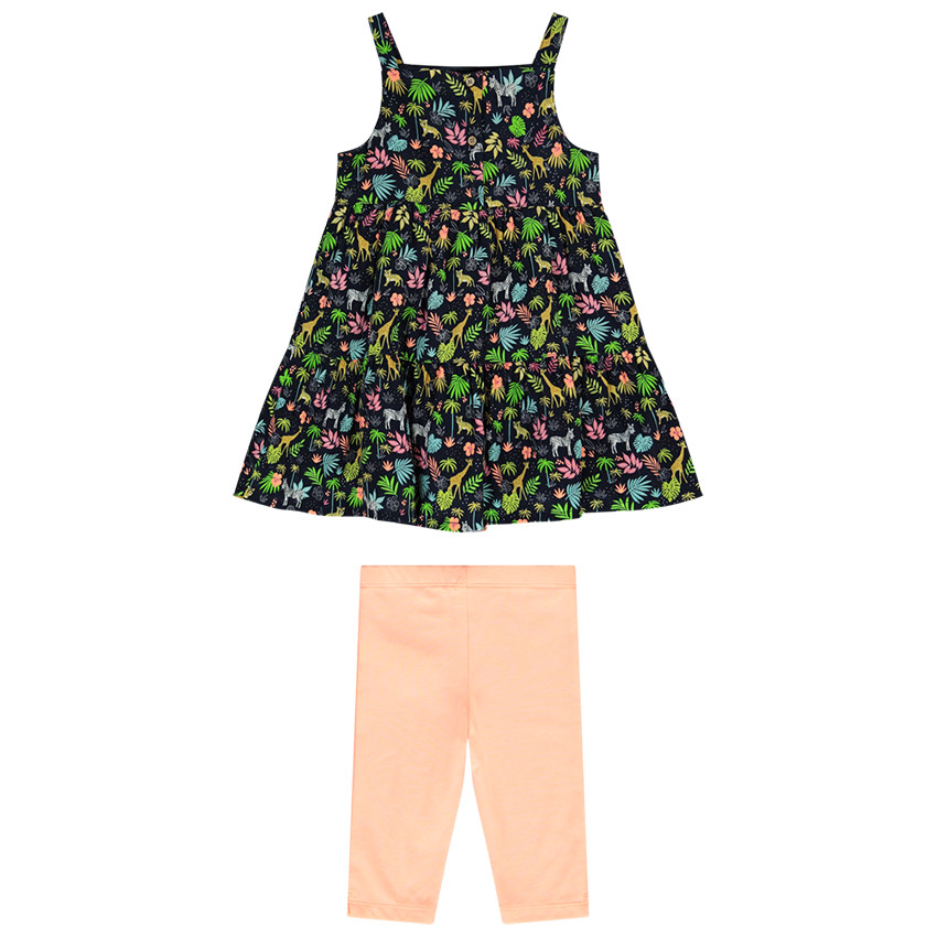 Set van jurk met schouderbandjes en corsaire voor meisjes 