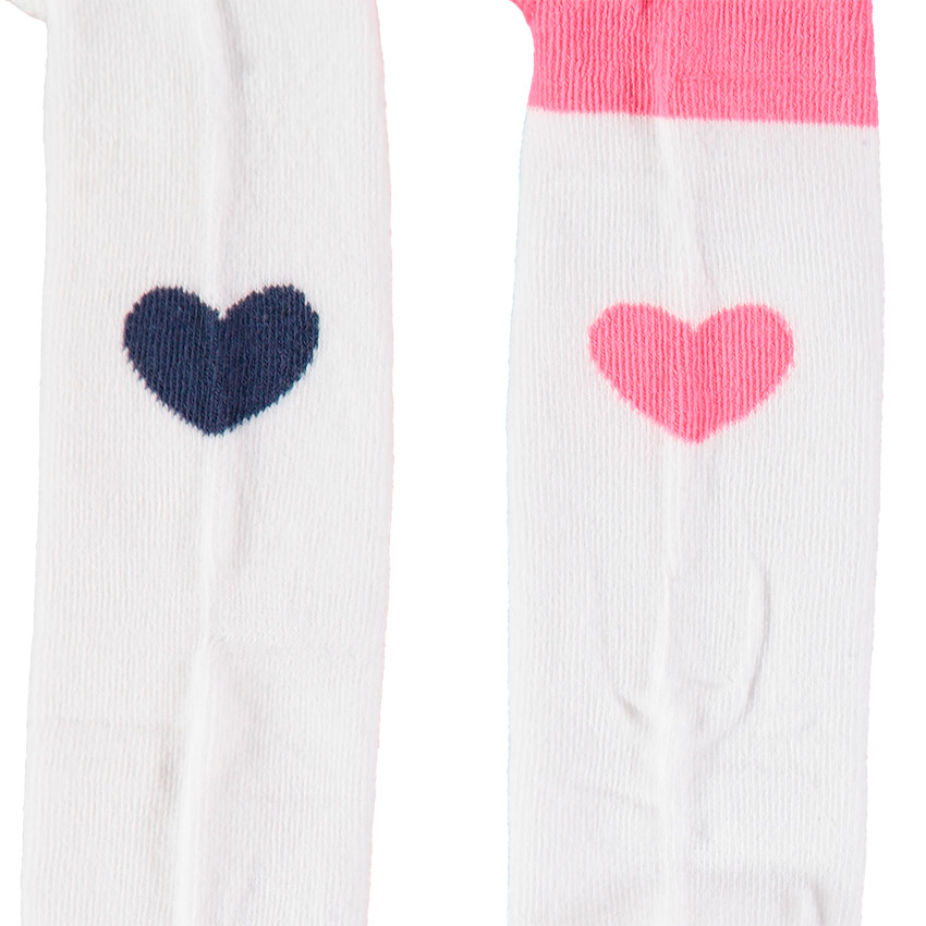 Lot de 2 collants épais à coeurs en jacquard 