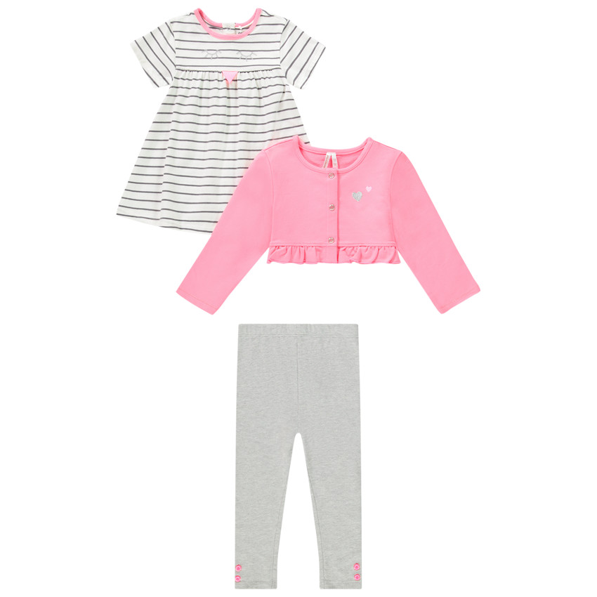 Drie-delige set met tuniek, vest en legging voor meisjes 