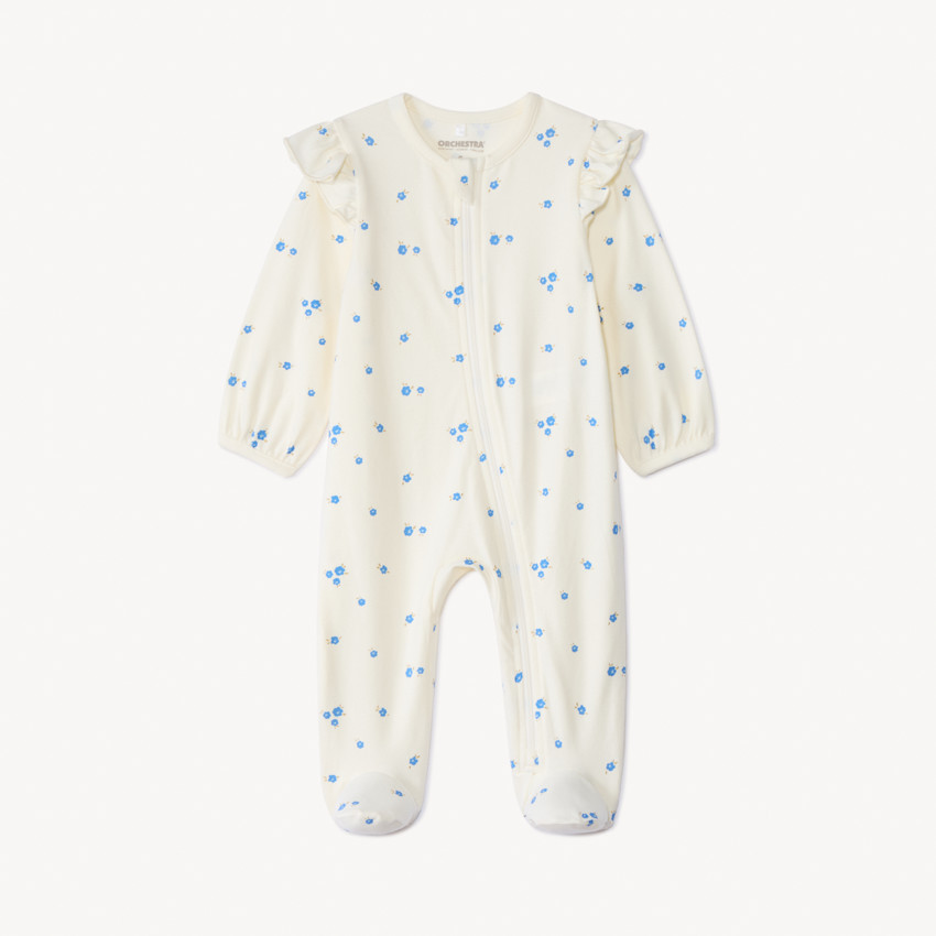 Pyjama met bloemenprint en volledige ritssluiting voor meisjes 