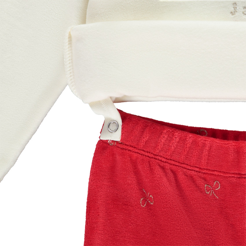 Set pyjama 2 pièces en velours avec reine fantaisie pour bébé fille avec ouvertures différentes selon l'âge 