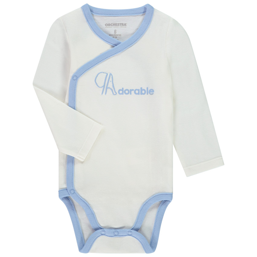 Set van 5 lange mouwen bodies met prints voor baby jongens met verschillende openingen afhankelijk van de leeftijd 