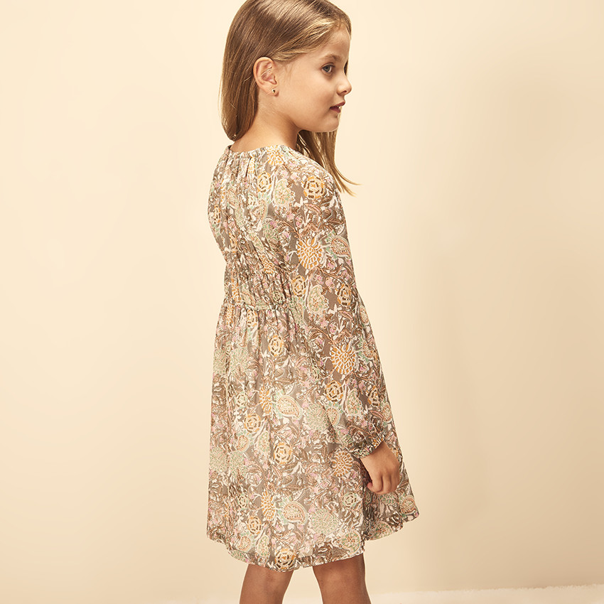 Robe en polyester imprimé fantaisie pour fille 