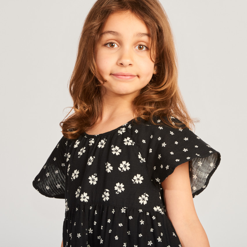 Jurk met korte mouwen, met bloemenprint, voor meisjes 