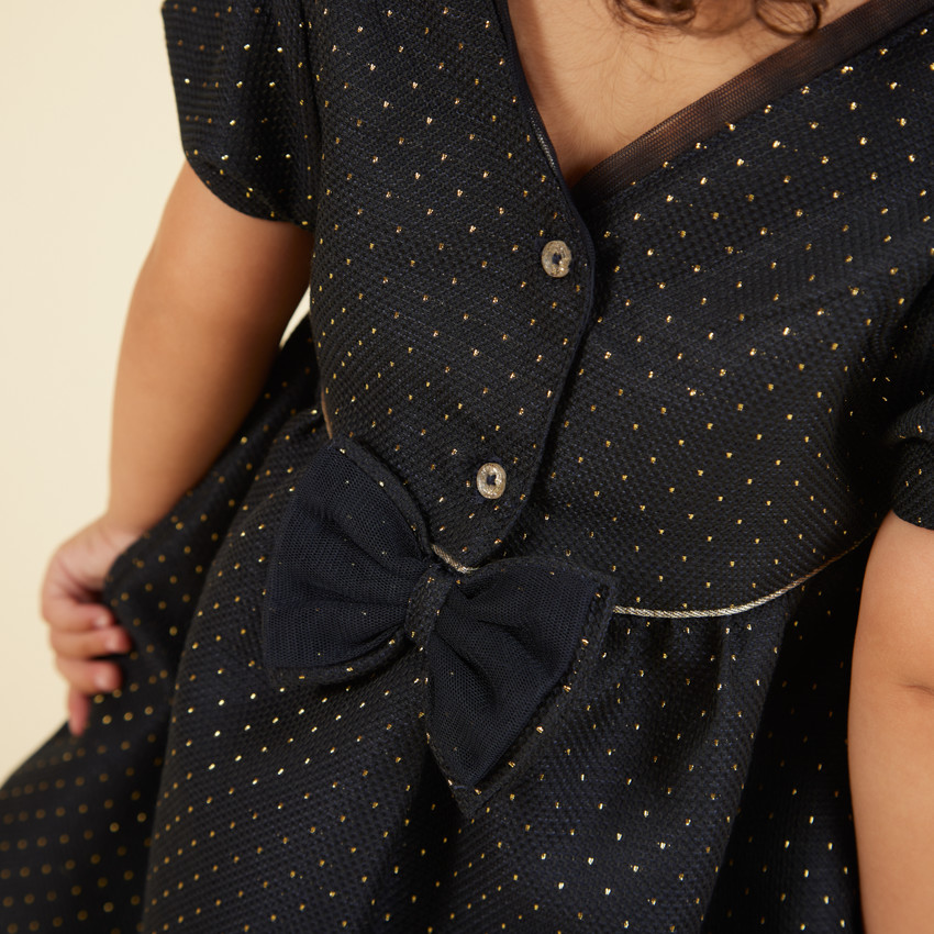 Ensemble robe de fête en jacquard + bandeau pour bébé fille 