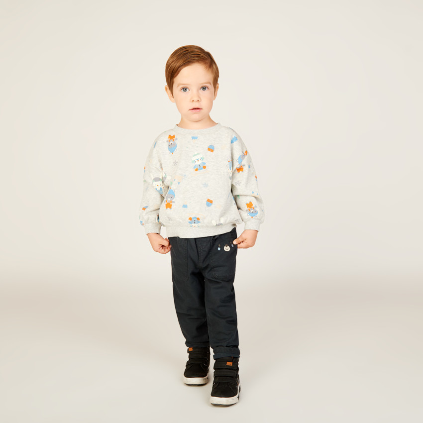 Oversized sweater met ski-print voor babyjongen 