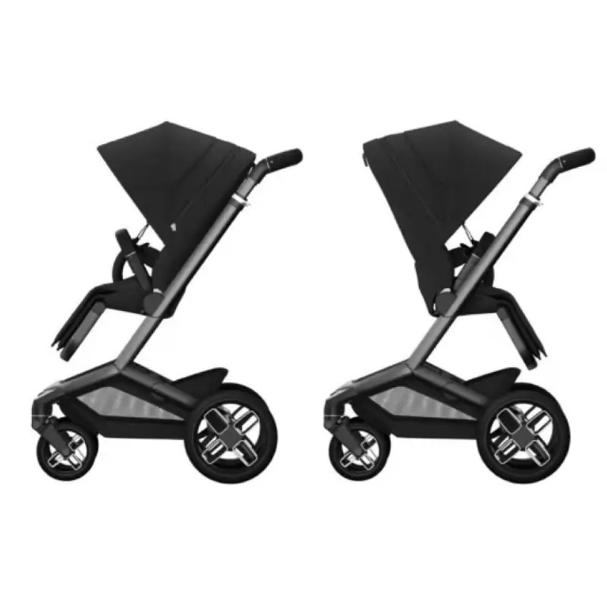 Kinderwagen Fame + Draagmand Twillic Black/ Frame Black Leather 