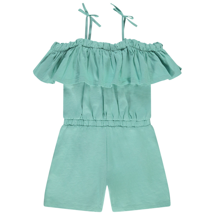 Korte jumpsuit met volant en bretellen voor meisjes 