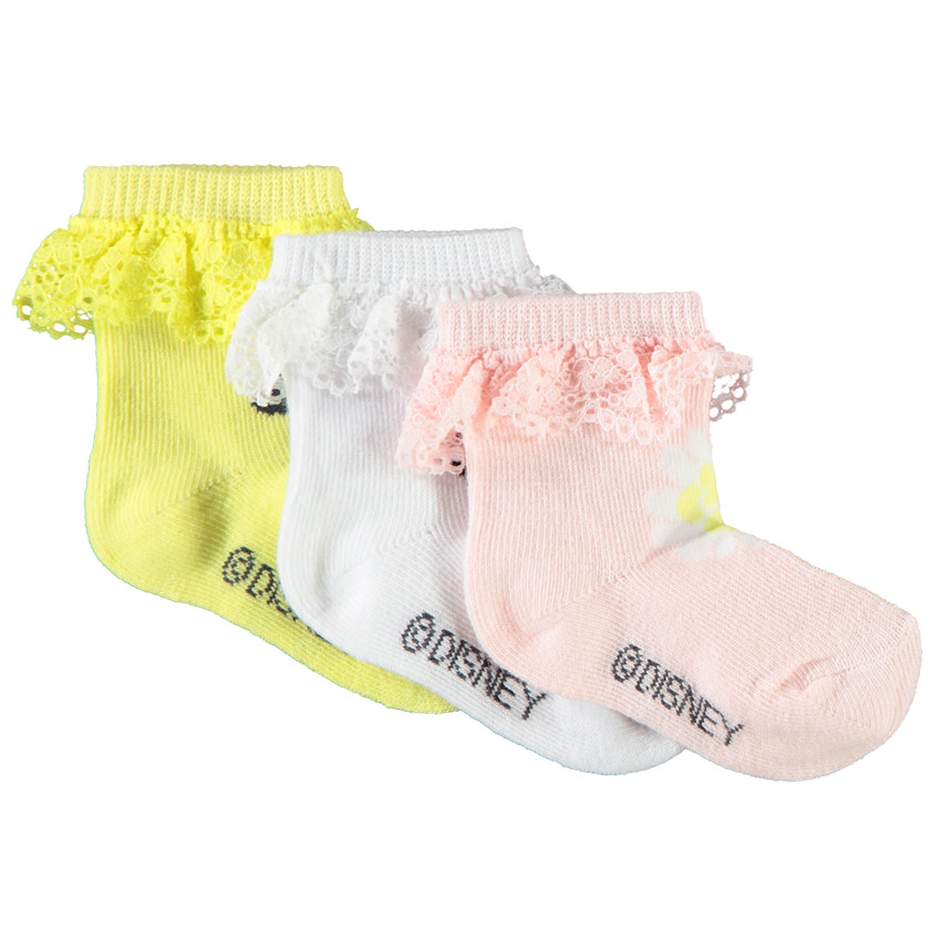 Lot de 3 paires de chaussettes Minnie Disney à dentelle pour bébé fille 