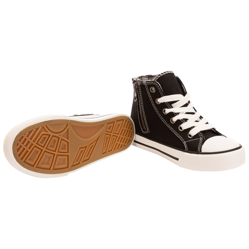 Hoge sneakers van stof met ruitpatroon en ritssluiting voor babyjongens 