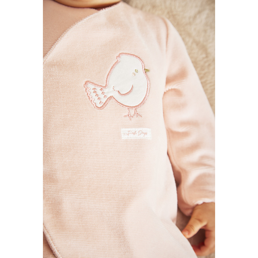 Pyjama in fluweel fantasie patch vogel voor meisjes 