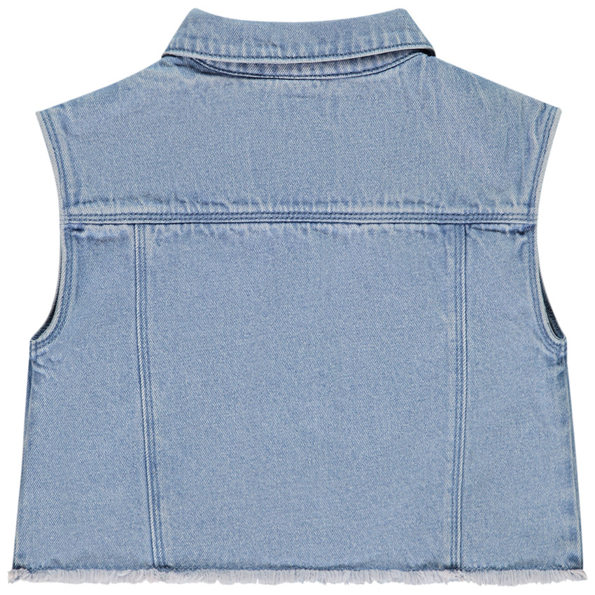 Mouwloze jeansjas met hemdkraag voor meisjes 