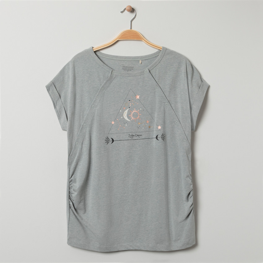 T-shirt homewear de grossesse pressionné à imprimé esprit astro 