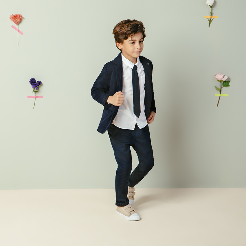 Blazer en coton bleu marine 