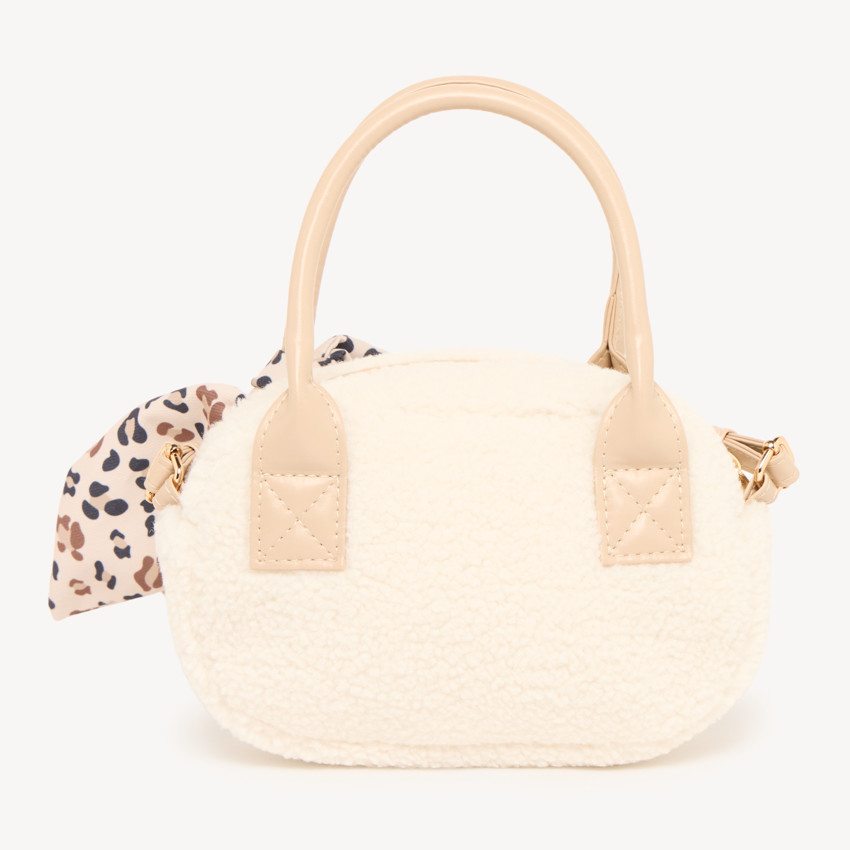 Schoudertas sherpa meisjes met een leopard strik 