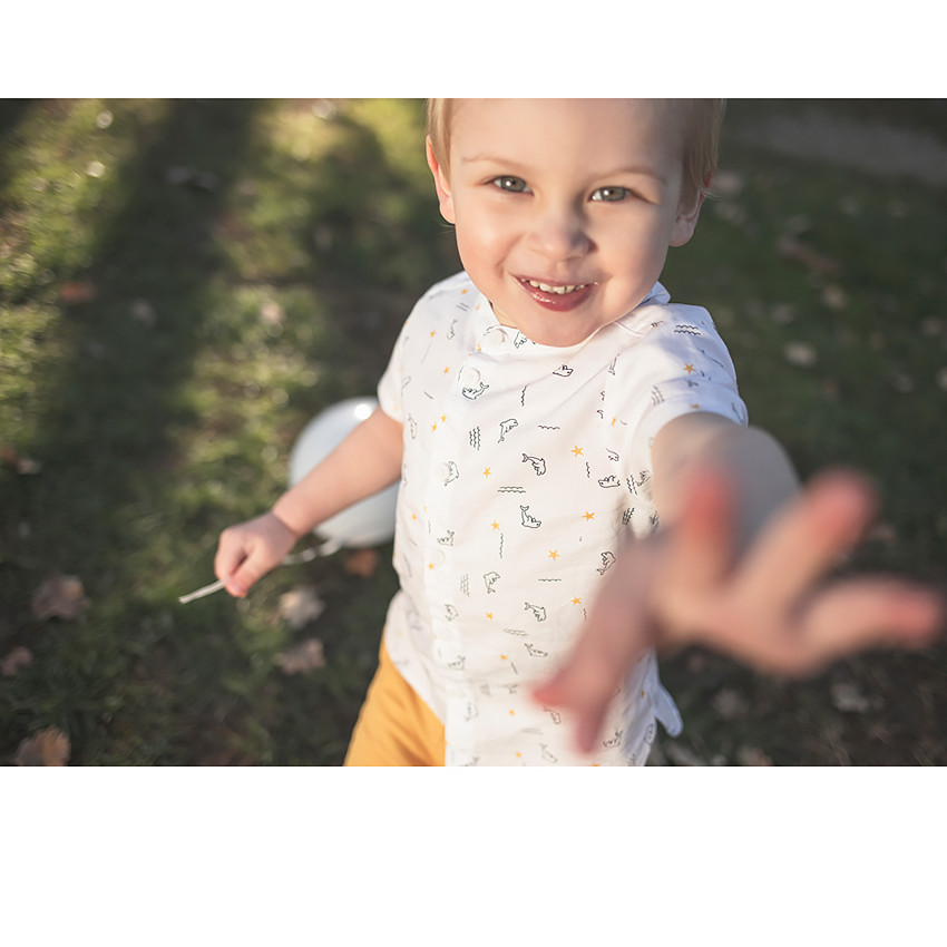 Chemise manches courtes imprimé dauphins/étoiles pour bébé garçon 