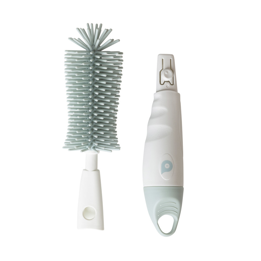 Goupillon 2 en 1 en silicone blanc/vert 