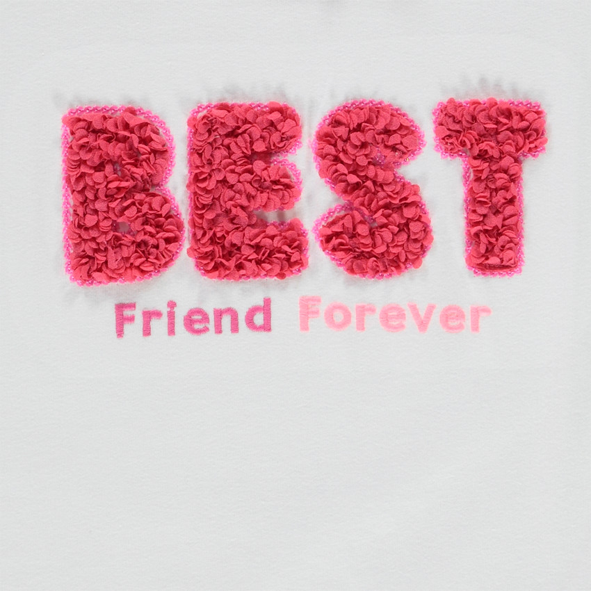 T-shirt manches courtes avec broderie et pétales 3D pour fille 