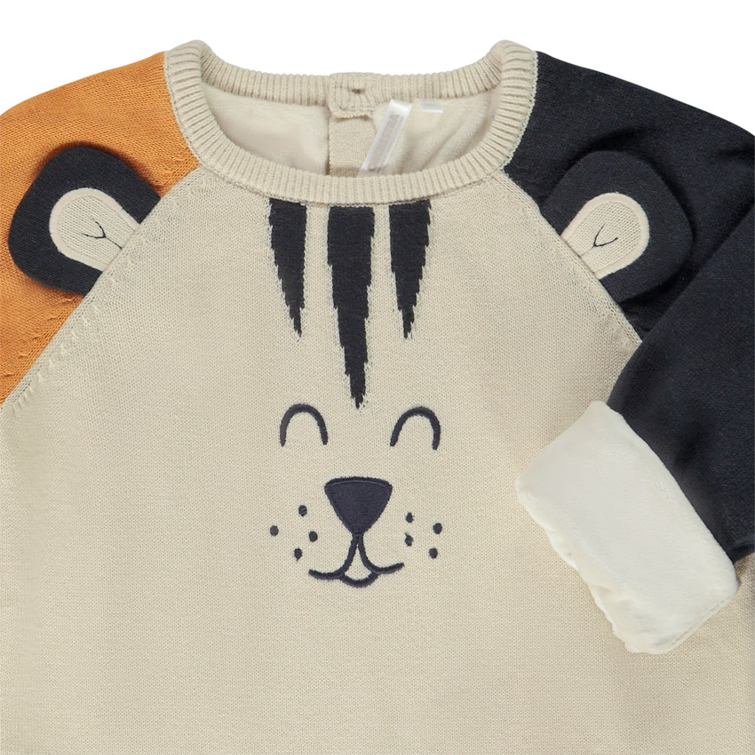 Pull en tricot ludique tigre effet color block pour bébé garçon 
