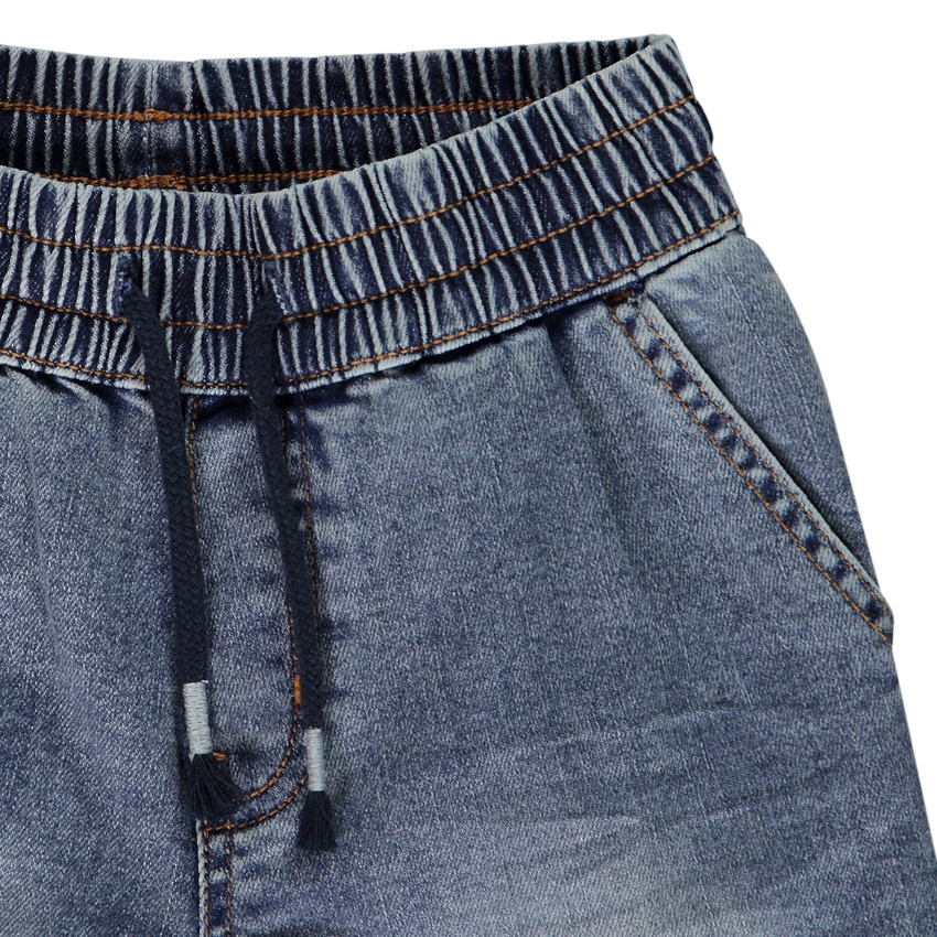 Bermuda effet jean à taille élastiquée pour garçon 