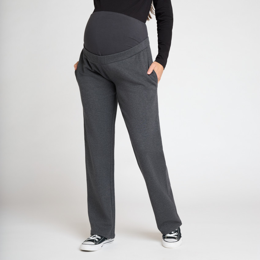 brede joggingbroek in fleece met hoge elastische buikband 