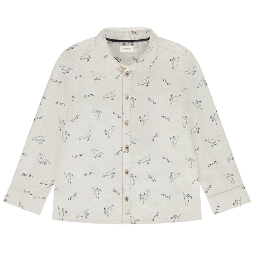 Chemise lange mouwen print dinos voor jongen 