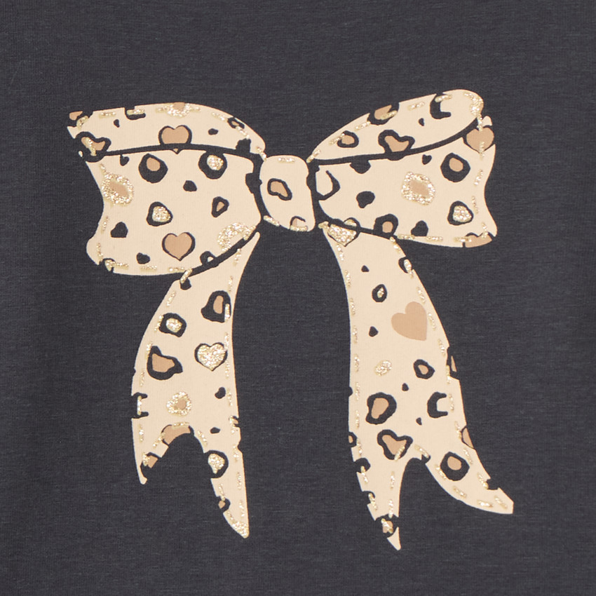 T-shirt manches longues fille avec imprimé fantaisie et paillettes 