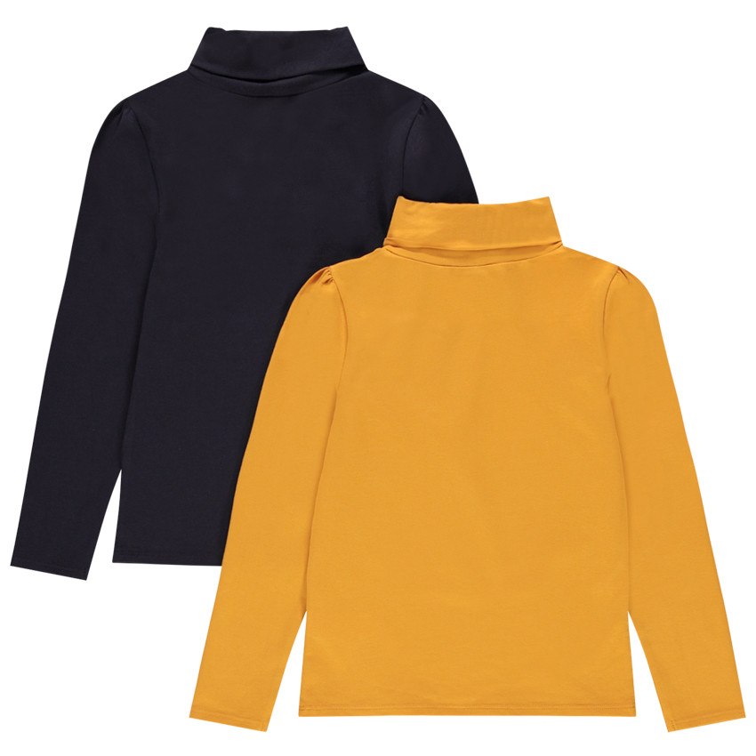 Lot de 2 sous-pulls unis à col roulé pour enfant fille 