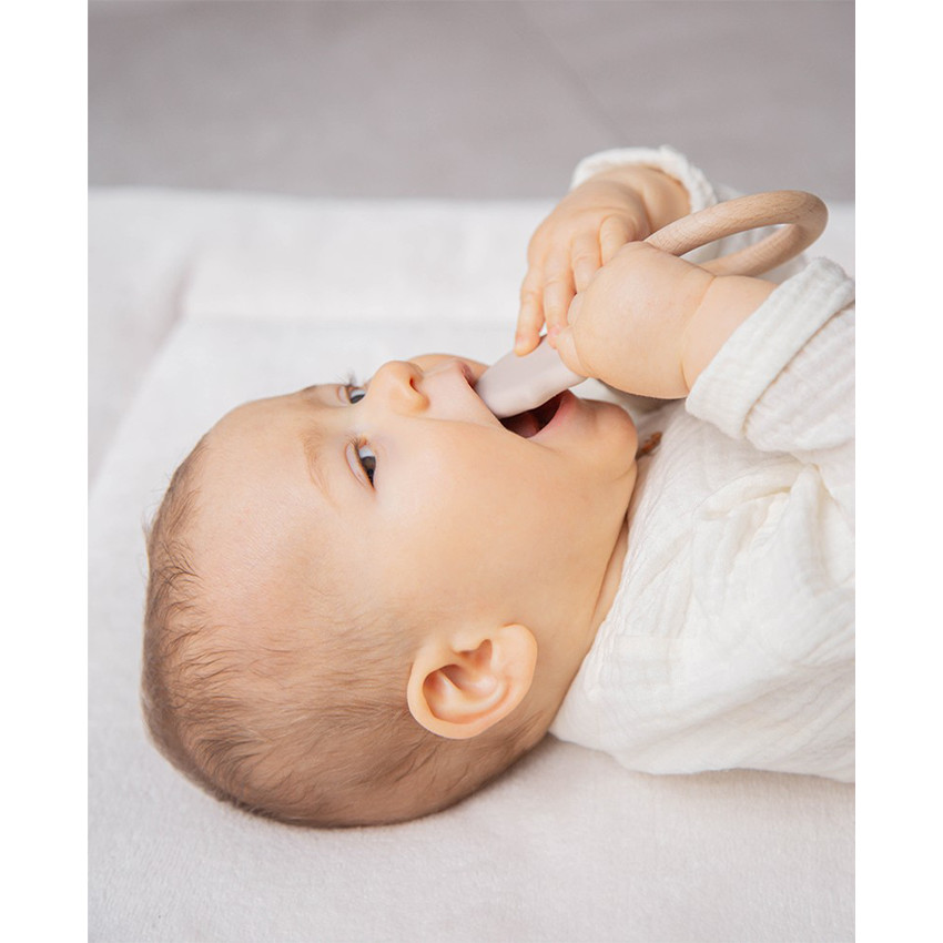 Bijtring silicone Vlinder Nougat 