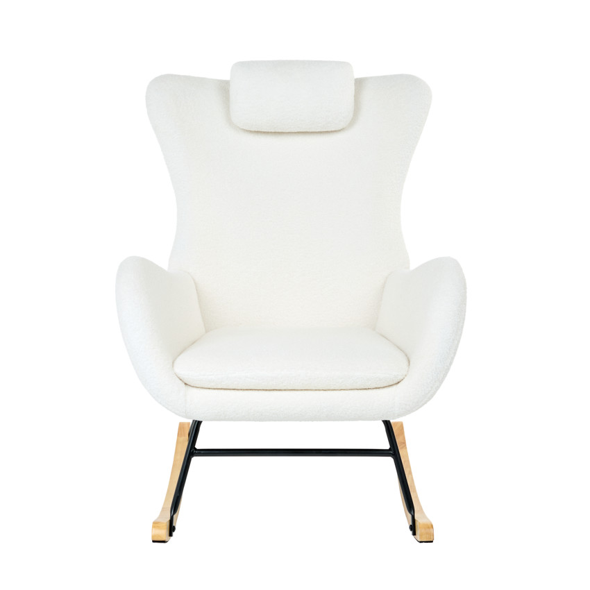 Fauteuil Rocking Chair Marceau en bouclette blanche 