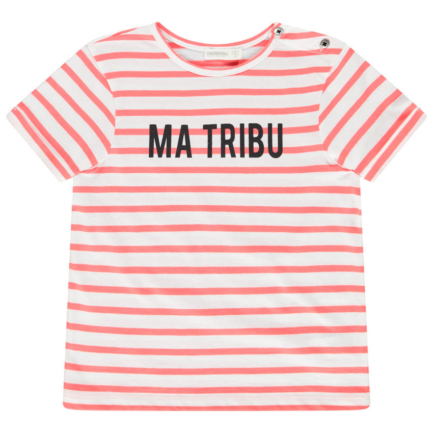 T-shirt mixte enfant manches courtes style marinière 
