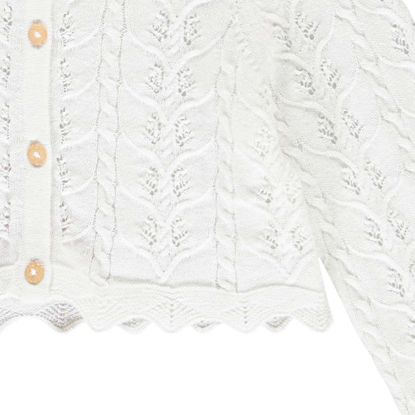 Vest in gebreid ajour voor baby meisje 