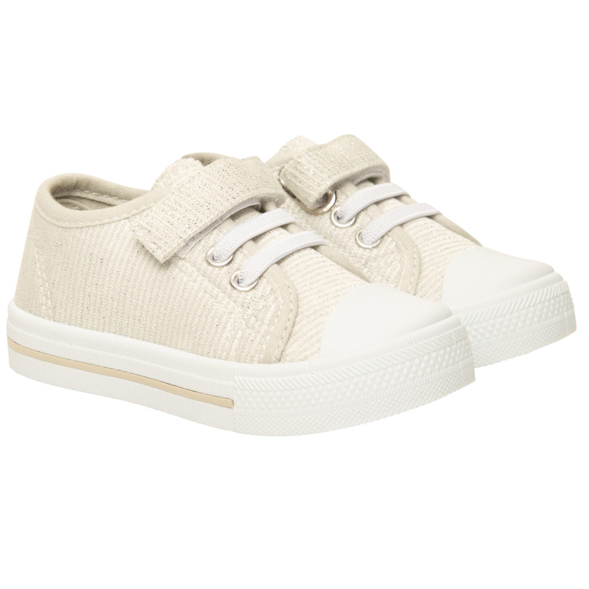 Baskets basses argentées à scratch et lacets pour fille 