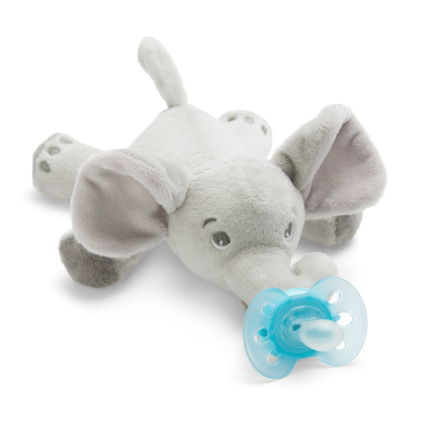 Attache-sucette peluche + Sucette Ultra Soft 0-6m - Elephant 