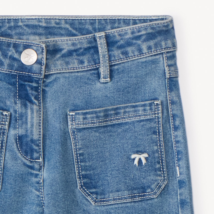 Baggy jeans met geborduurde strikjes voor meisjes 