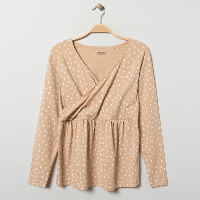 T-shirt manches longues de grossesse et d'allaitement à pois 