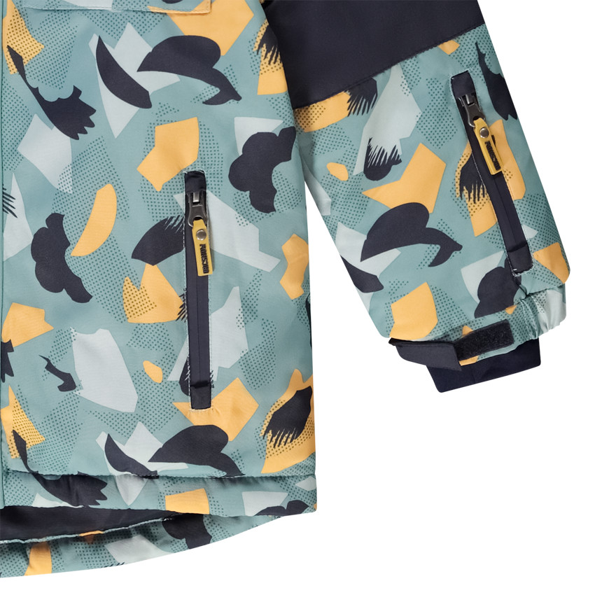 Blouson de ski à capuche amovible imprimé graphique pour garçon 