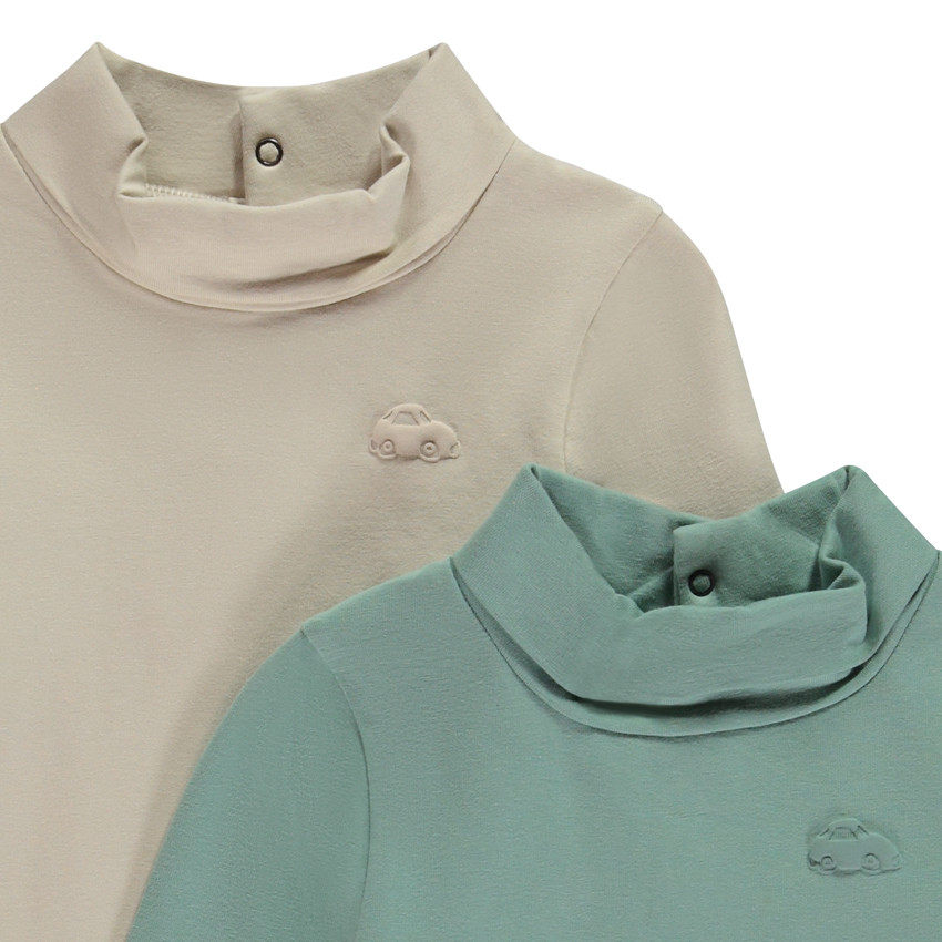 Set van 2 effen ondertruien met col roulé voor baby jongens 