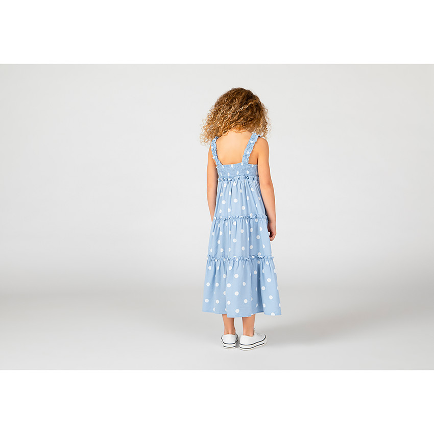 Robe longue volantée imprimé pois pour fille 