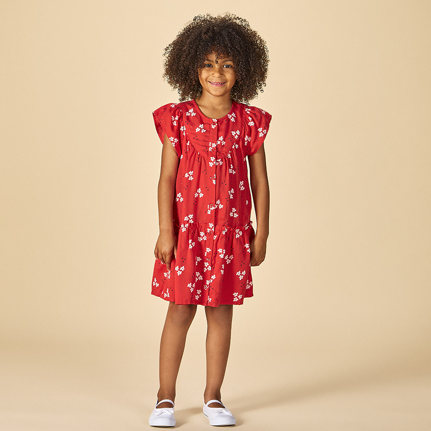 Korte mouwen jurk met bloemenprint voor meisjes 